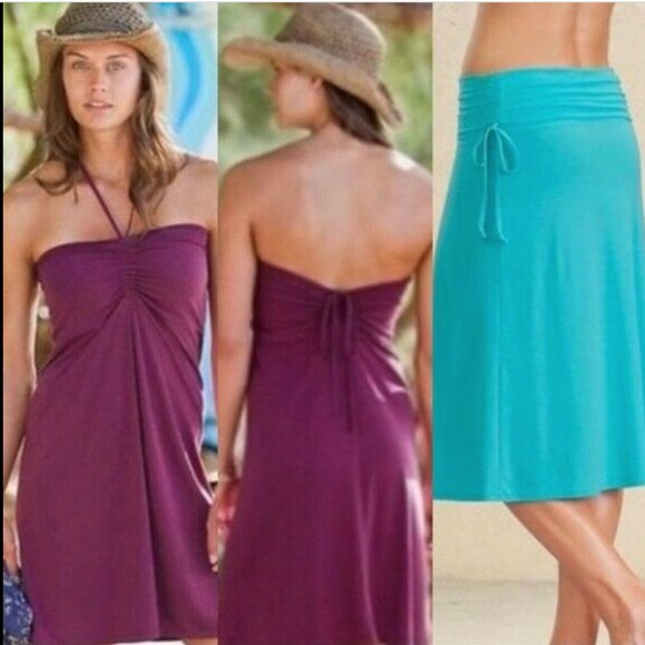 wear it 3 ways! ~~ Athleta Ad Hoc convertible dress maxi skirt LT L tall gray - Picture 2 of 4